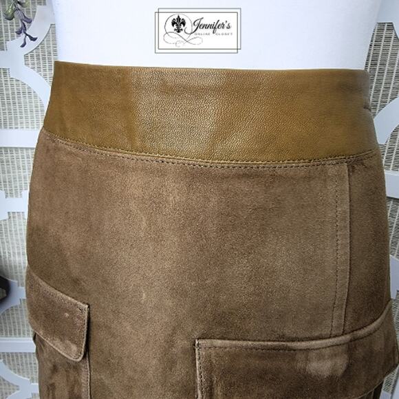 H & M BRAND NEW Genuine Suede Flap Pocket Mini Skirt Size 12 - Picture 2 of 11